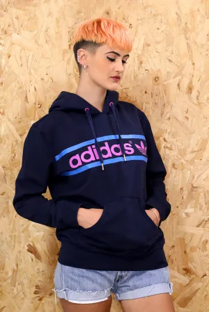 Vintage Adidas Navy Printed Hoodie