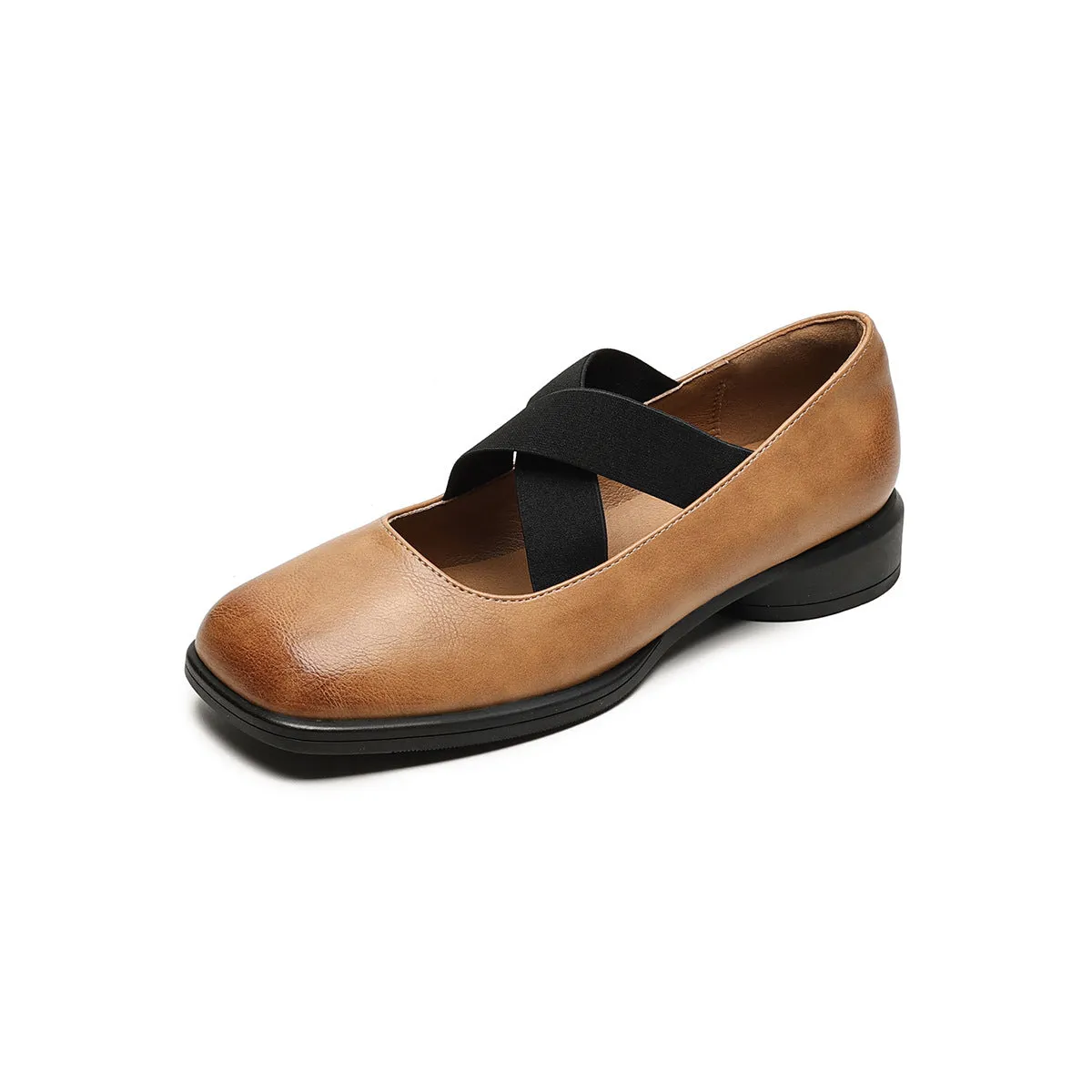 Vintage Cross-Strap Slip- Ons for Women