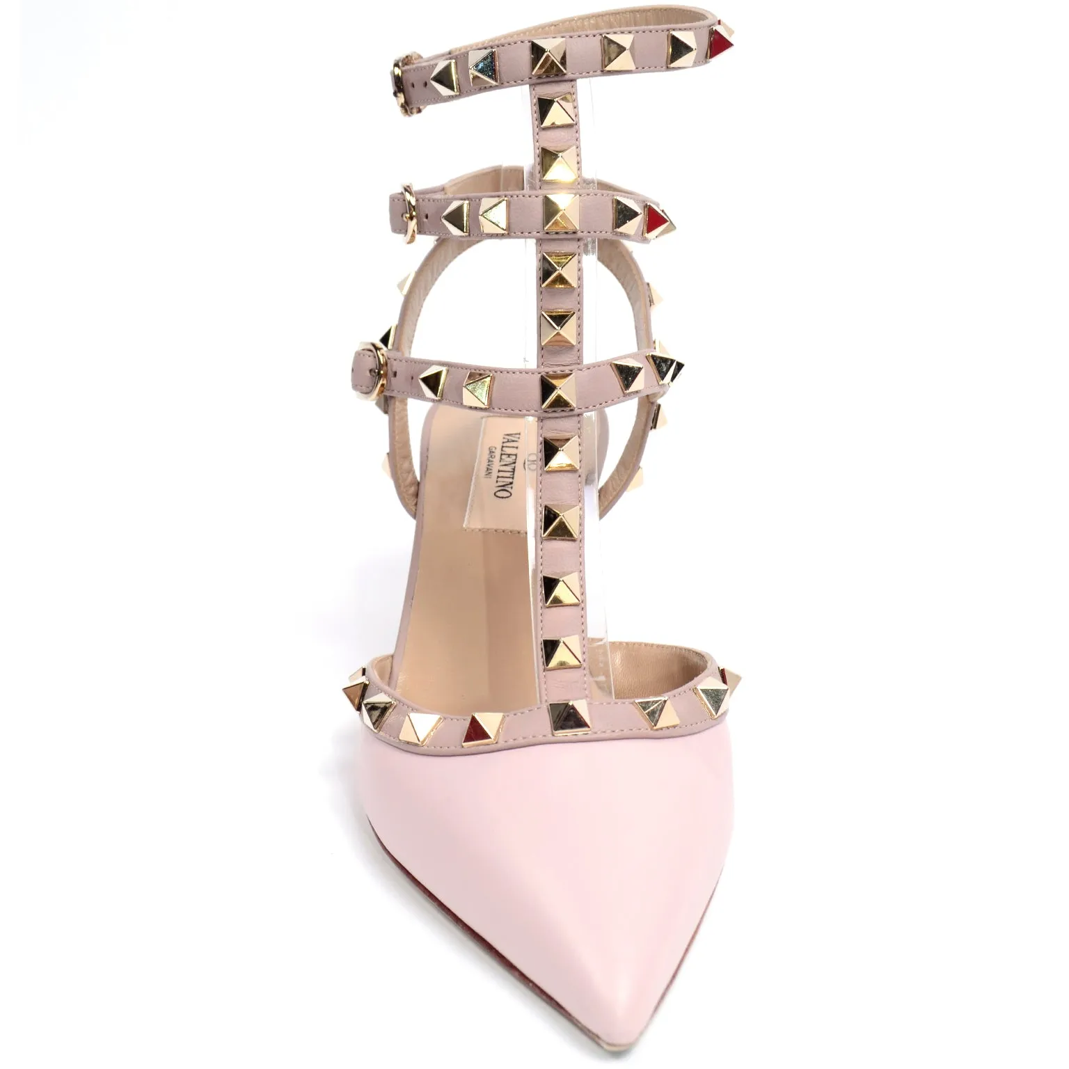 Water Rose Pink Valentino Shoes Rockstud Heels With Cage Ankle Straps