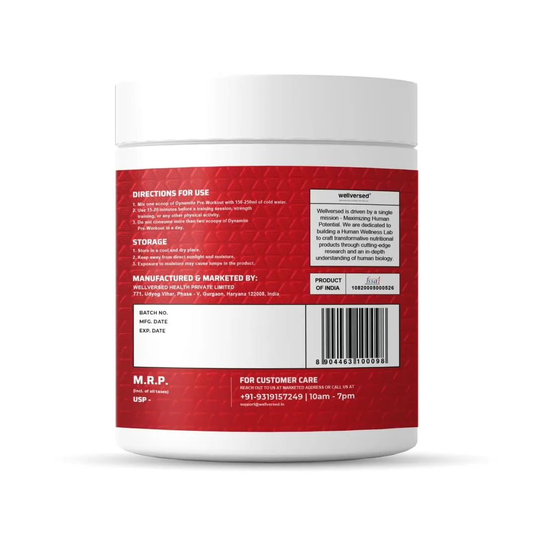 Wellversed Dynamite Pre-Workout Powder (210G, 15 Servings)|Valencia Orange|Pre-Workout For Men & Women With 200Mg Alpha Gpc|200Mg Caffeine|6500Mg Citrulline Complex|1000Mg Creatine