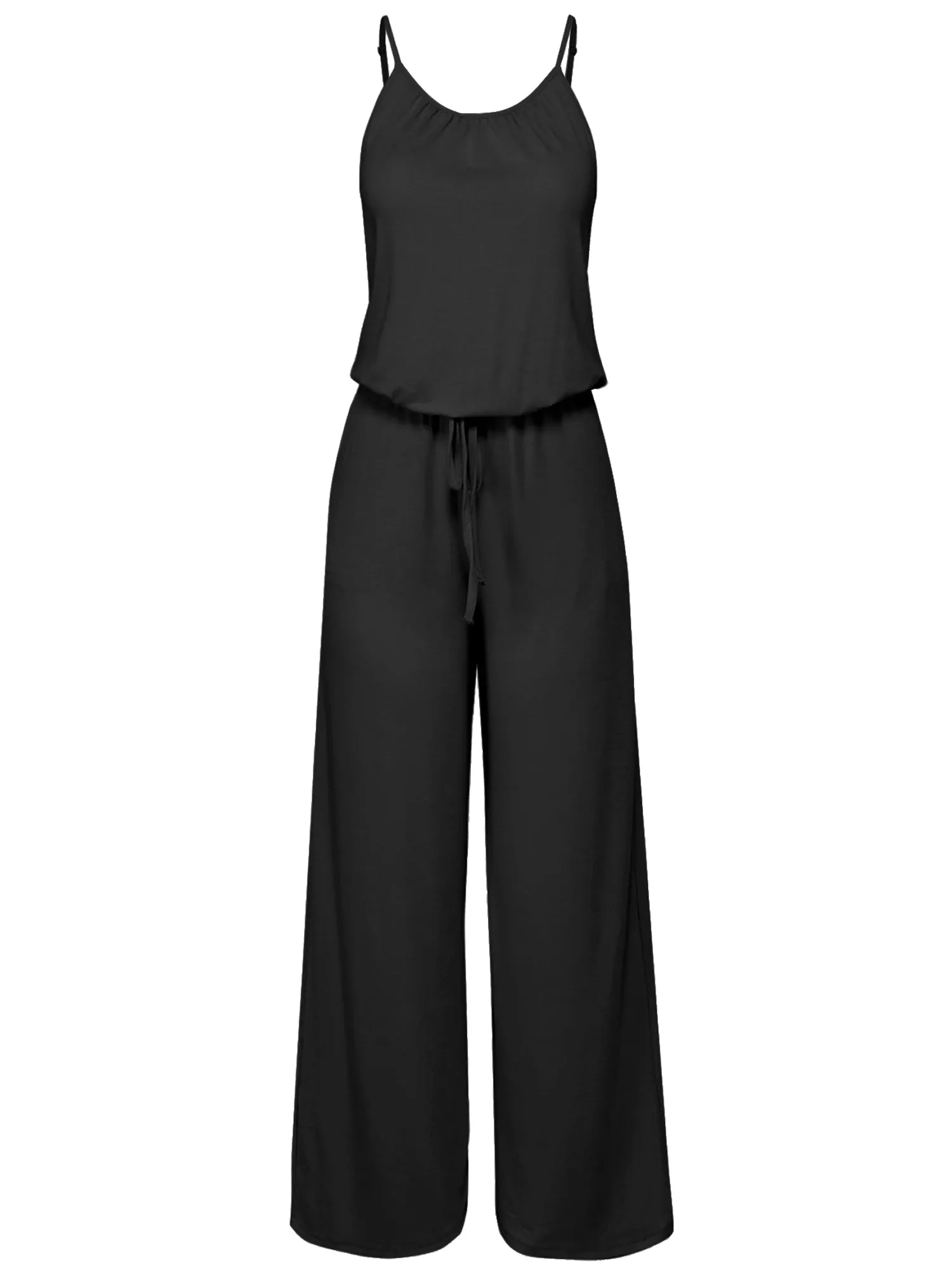 Women's Casual Spaghetti Strap Jumpsuit Romper Wide Leg (FWR1034)