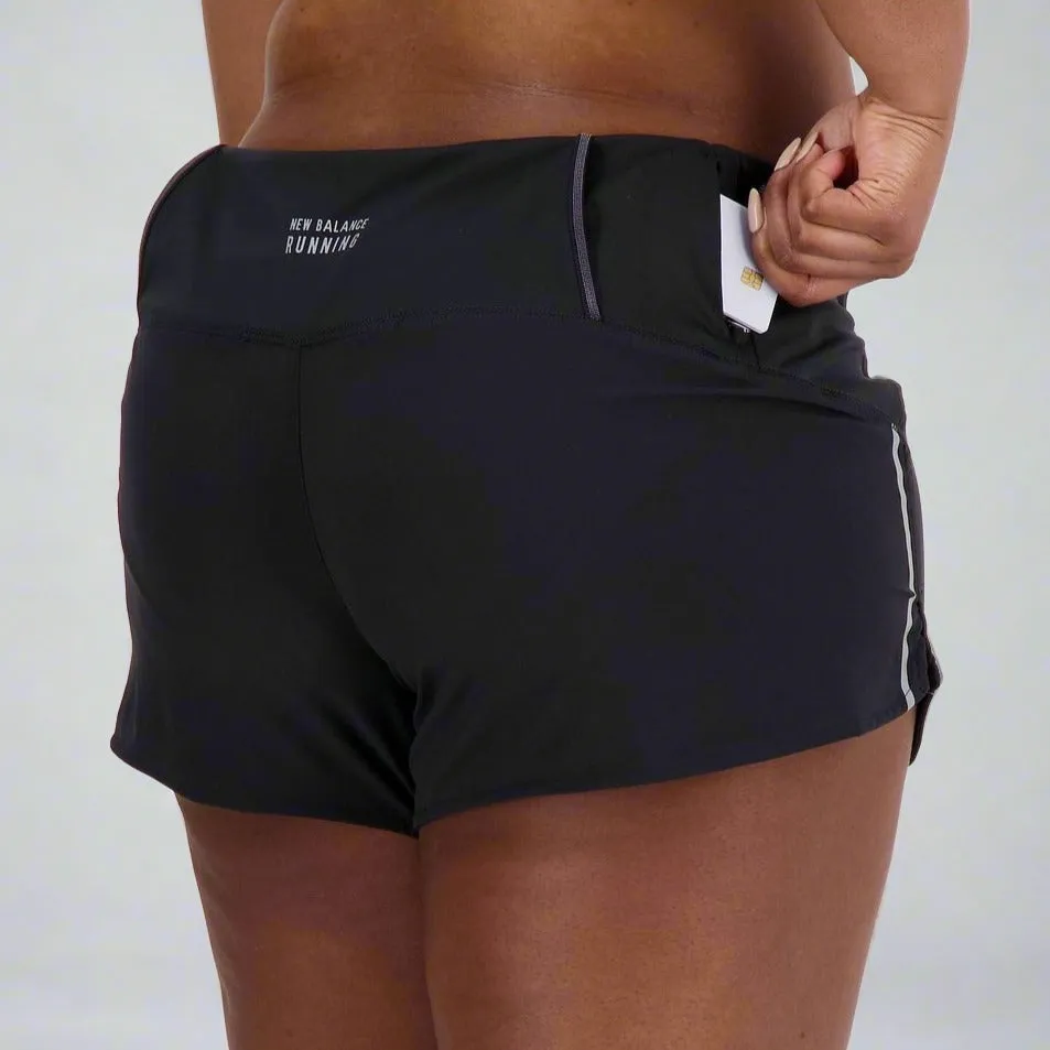 Womens Impact Run 3 Inch Short - Black