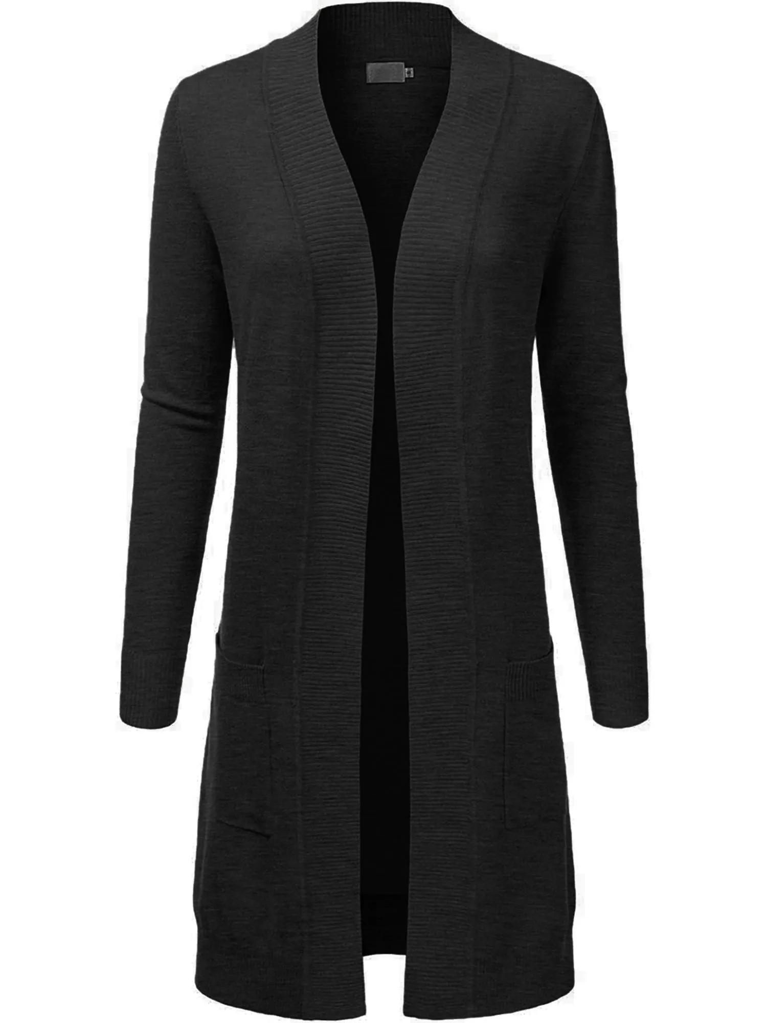 Women's Long Line Open Front Knit Sweater Cardigan with Pockets (FWC1092)