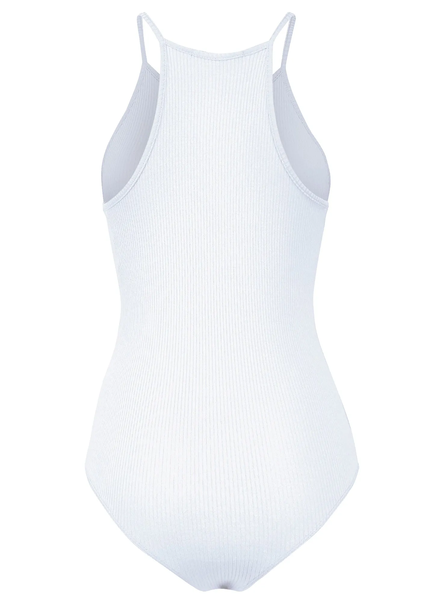 Women's Solid Basic Ribbed Knit Casual Sleeveless Bodysuit (FWT1035)