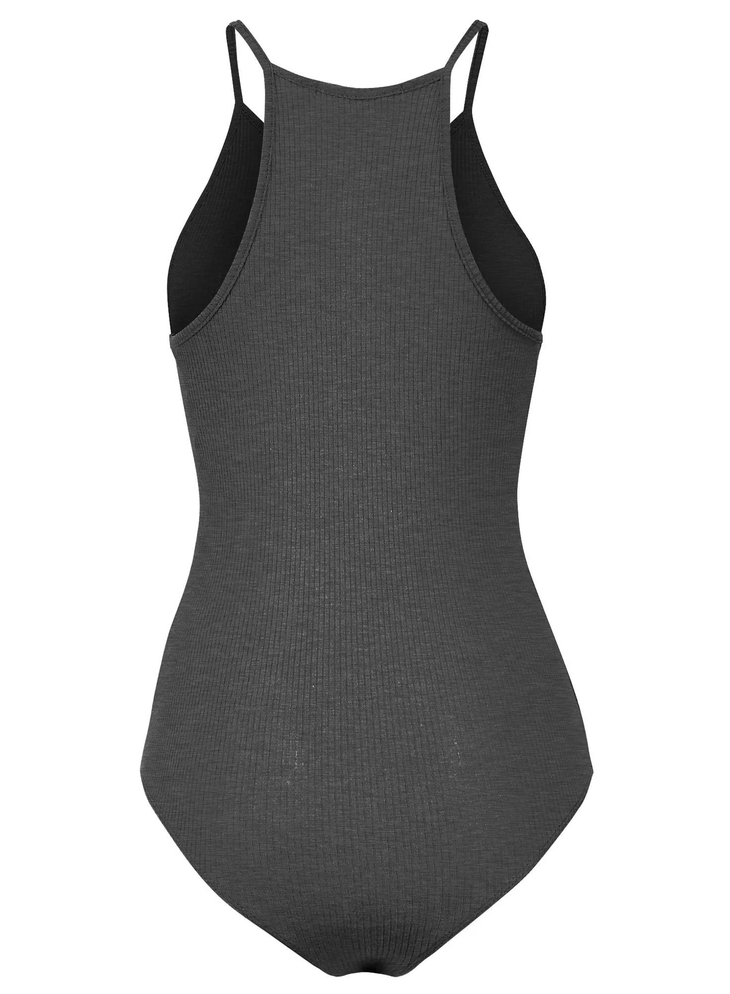 Women's Solid Basic Ribbed Knit Casual Sleeveless Bodysuit (FWT1035)