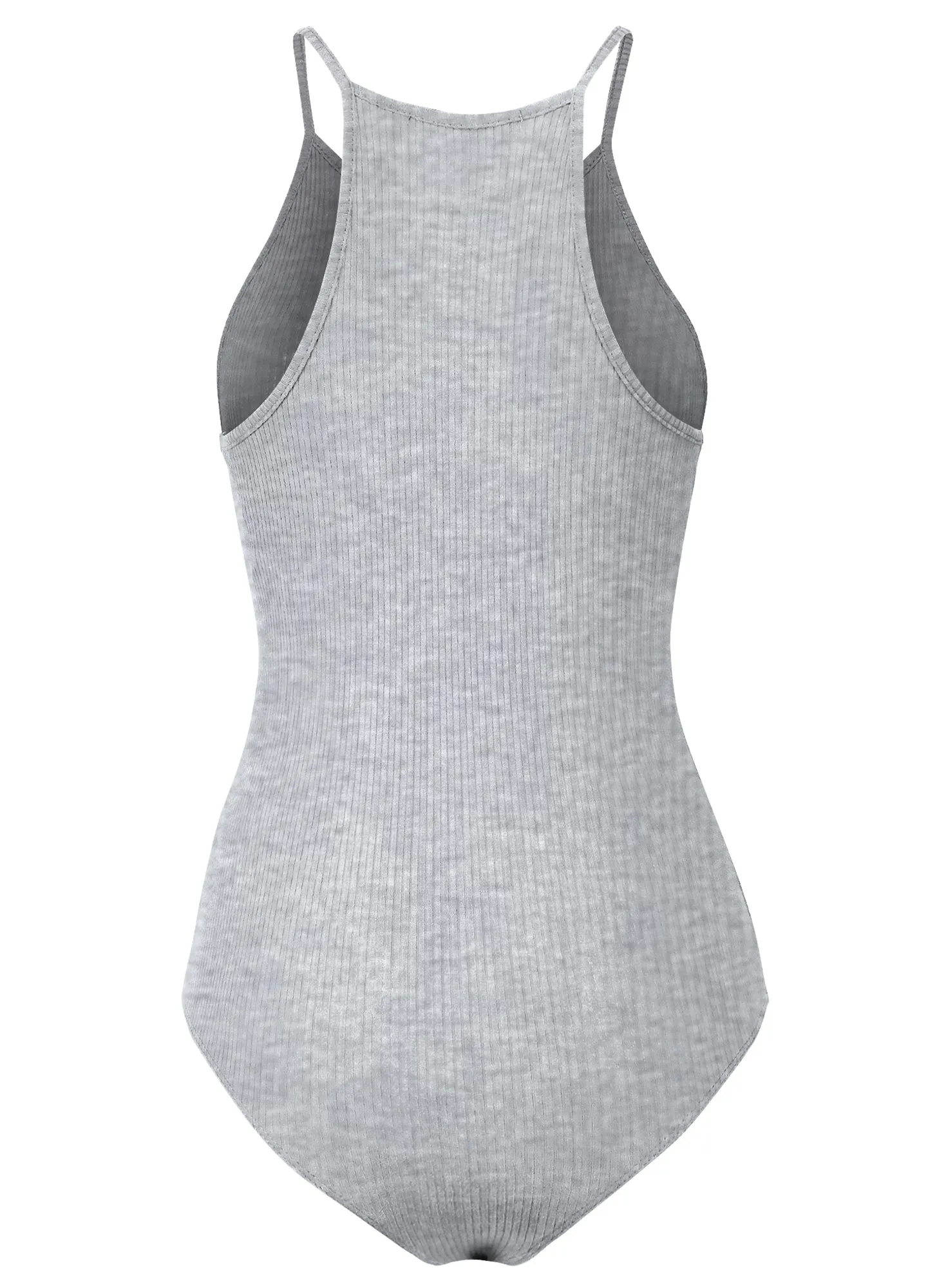 Women's Solid Basic Ribbed Knit Casual Sleeveless Bodysuit (FWT1035)