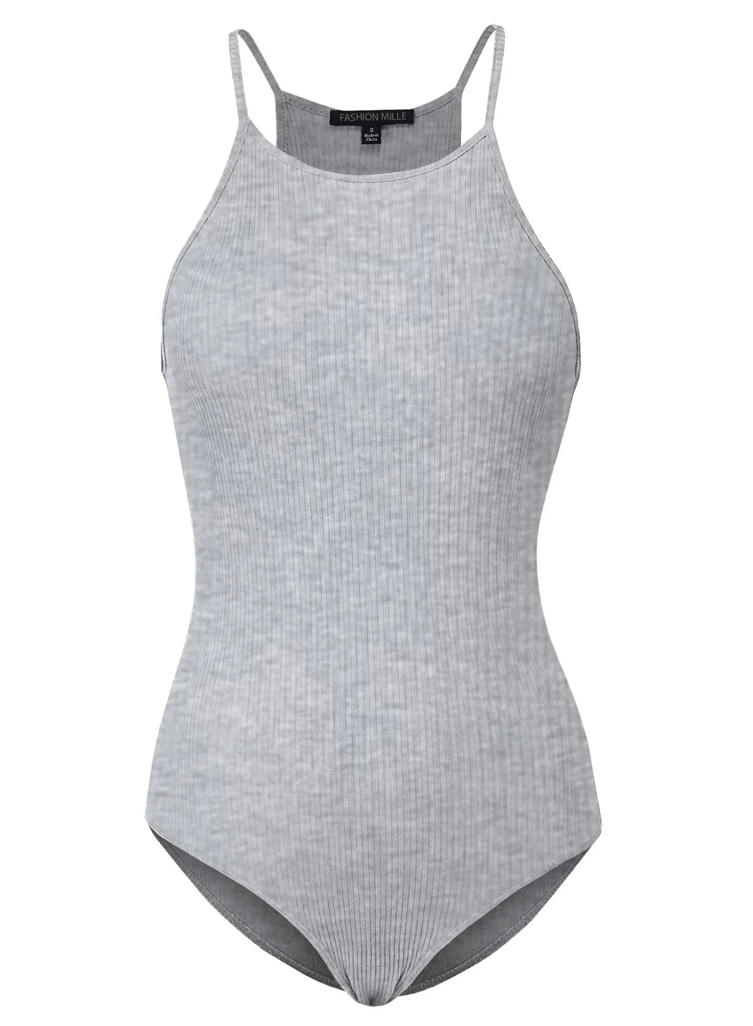 Women's Solid Basic Ribbed Knit Casual Sleeveless Bodysuit (FWT1035)