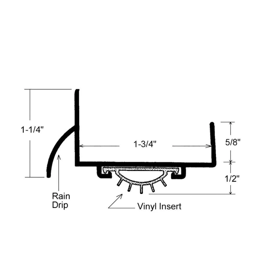 Wrap Around Combination Door Shoe With Vinyl Weatherseal for 36" Door - Aluminum