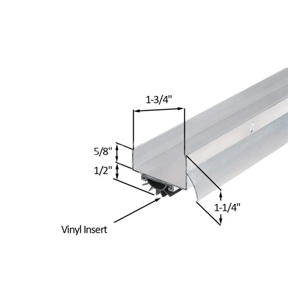 Wrap Around Combination Door Shoe With Vinyl Weatherseal for 36" Door - Aluminum